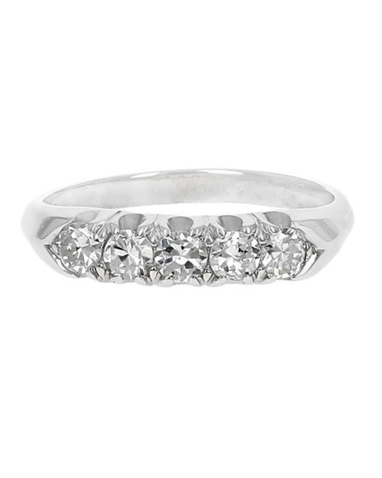 Five Stone Diamond Tapered Ring in White Gold